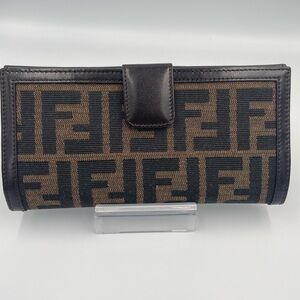 Fendi Brown Zucca Two Sides Long Bifold Wallet